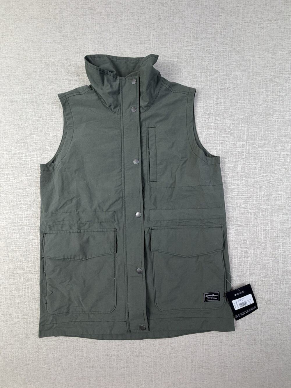 Eddie Bauer Women’s XS Trekker Utility Vest Olive Green Cargo NWT